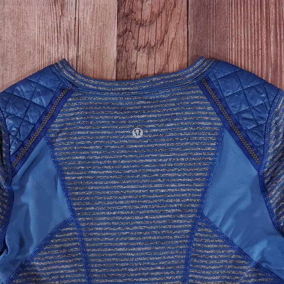 Lululemon Womens Size 4 Run: Ice Queen Long Sleeve Slope Stripe Limitless Blue - Picture 11 of 15